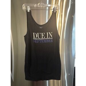 MOTHERHOOD MATERNITY BLACK TANK-DUE IN SEPTEMBER -PURPLE RHINESTONES SIZE XL